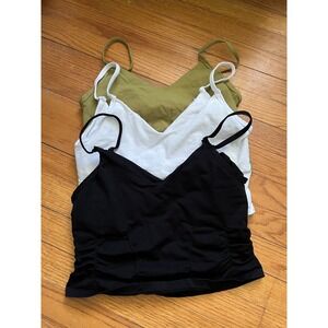 FP Movement Crop Top Bra Bundle of 3 White Black Green Athlesiure Women Size M/L
